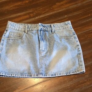 Shein Light Blue Denim Mini Skirt - Casual Women's Skirt #934